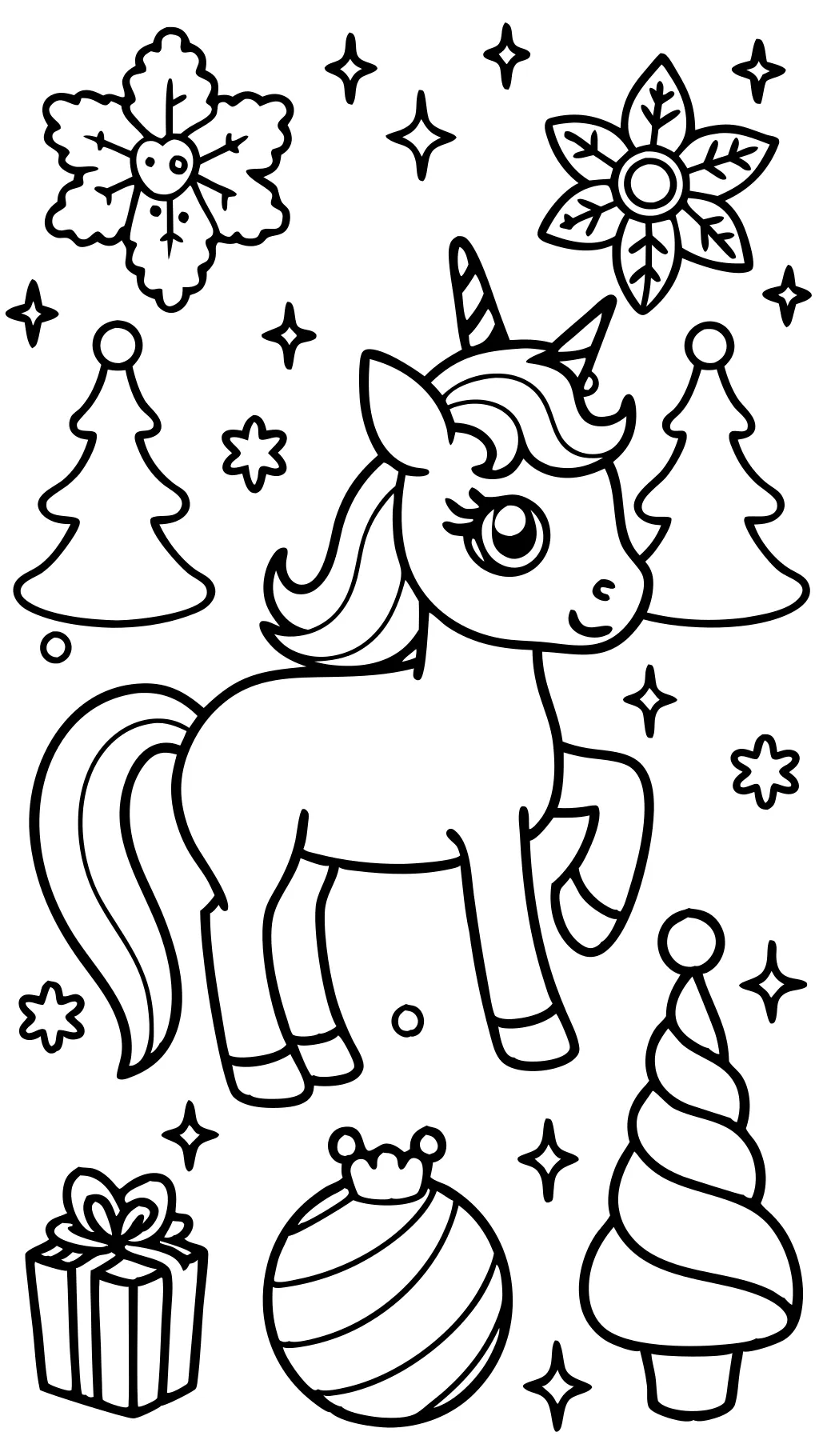 unicorn christmas coloring pages